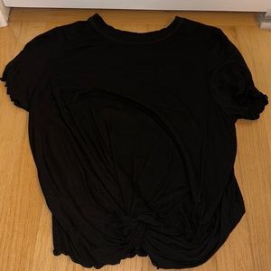 american eagle lettuce edge cropped knot top